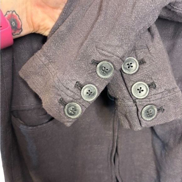 Free People Crosby Blue Grey Marzipan Linen Blend Menswear Blazer Size XS - Picture 3 of 8